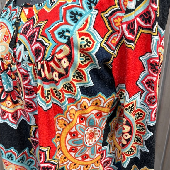 Source Unknown Blue and Orange Graphic Tunic with Long Sleeves - Picture 7 of 9